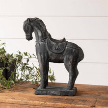 Load image into Gallery viewer, Black Distressed Cement Horse
