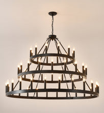 Load image into Gallery viewer, 39.37 Inch 3-Tiers Wagon Wheel Chandelier [Online Only]
