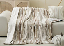 Load image into Gallery viewer, Stripe Faux Fur Fleece Reversible Throw Blanket 60" W X 80" L [Online Only]
