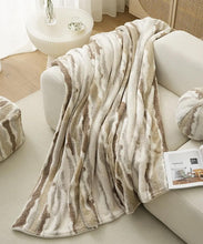 Load image into Gallery viewer, Stripe Faux Fur Fleece Reversible Throw Blanket 60" W X 80" L [Online Only]
