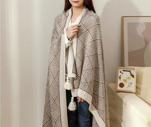 Load image into Gallery viewer, Modern Diamond Knitted Throw Blanket with Tassel 50" W x 60" L [Online Only]
