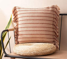 Load image into Gallery viewer, Stitch Line Woven Fringe Cotton Decorative Throw Pillow 20" W x 20" L [Online Only]

