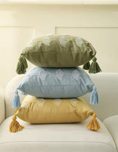 Load image into Gallery viewer, Hand Beaded Embroidery Ginkgo Leaf Throw Pillow Cover with Tassel 18" W x 18" L [Online Only]
