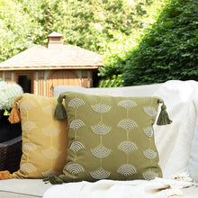 Load image into Gallery viewer, Hand Beaded Embroidery Ginkgo Leaf Throw Pillow Cover with Tassel 18" W x 18" L [Online Only]
