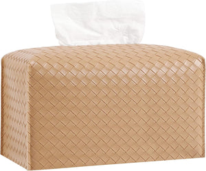 Braided Faux Leather Rectangle Tissue Box