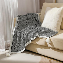 Load image into Gallery viewer, Modern Diamond Knitted Throw Blanket with Tassel 50" W x 60" L [Online Only]
