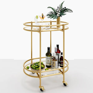 Gold Oval Bar Cart