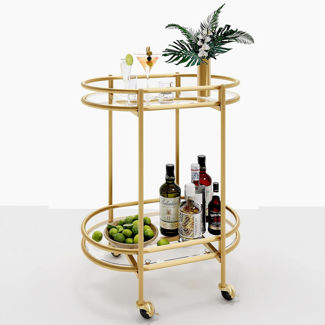 Gold Oval Bar Cart