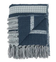 Load image into Gallery viewer, Reversible Waffle Weave Striped Fringe Throw Blanket 50" W x 60" L [Online Only]
