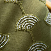 Load image into Gallery viewer, Hand Beaded Embroidery Ginkgo Leaf Throw Pillow Cover with Tassel 18" W x 18" L [Online Only]
