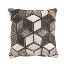 Load image into Gallery viewer, Diamond Patchwork Hair On Leather Decorative Throw Pillow Cover 16" W x 16" L [Online Only]
