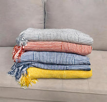 Load image into Gallery viewer, Chenille Woven Striped Tassel Throw Blanket 50" W x 60" L [Online Only]
