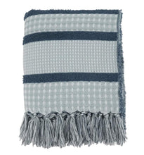 Load image into Gallery viewer, Reversible Waffle Weave Striped Fringe Throw Blanket 50" W x 60" L [Online Only]
