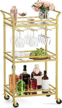 Load image into Gallery viewer, Bar Cart with Wine Glass Holders
