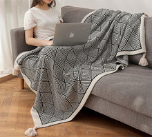 Load image into Gallery viewer, Modern Diamond Knitted Throw Blanket with Tassel 50" W x 60" L [Online Only]
