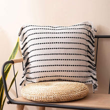 Load image into Gallery viewer, Stitch Line Woven Fringe Cotton Decorative Throw Pillow 20" W x 20" L [Online Only]
