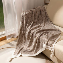 Load image into Gallery viewer, Modern Diamond Knitted Throw Blanket with Tassel 50" W x 60" L [Online Only]
