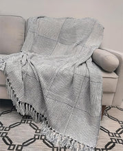 Load image into Gallery viewer, Chenille Woven Striped Tassel Throw Blanket 50" W x 60" L [Online Only]
