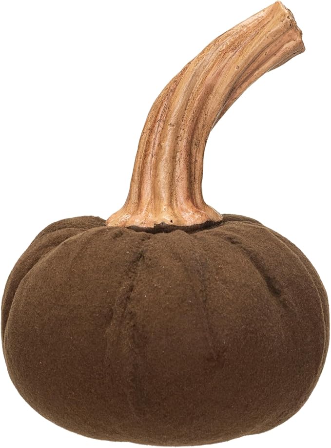 Brown Flocked Resin Pumpkin