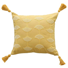 Load image into Gallery viewer, Hand Beaded Embroidery Ginkgo Leaf Throw Pillow Cover with Tassel 18" W x 18" L [Online Only]
