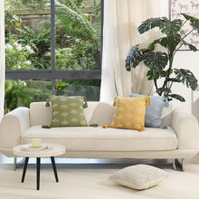 Load image into Gallery viewer, Hand Beaded Embroidery Ginkgo Leaf Throw Pillow Cover with Tassel 18" W x 18" L [Online Only]
