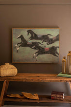 Load image into Gallery viewer, Framed Paint Over Print Four Run Away Race Horses
