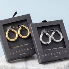 Load image into Gallery viewer, Mini Polished Tube Latch Back Hoop Earrings
