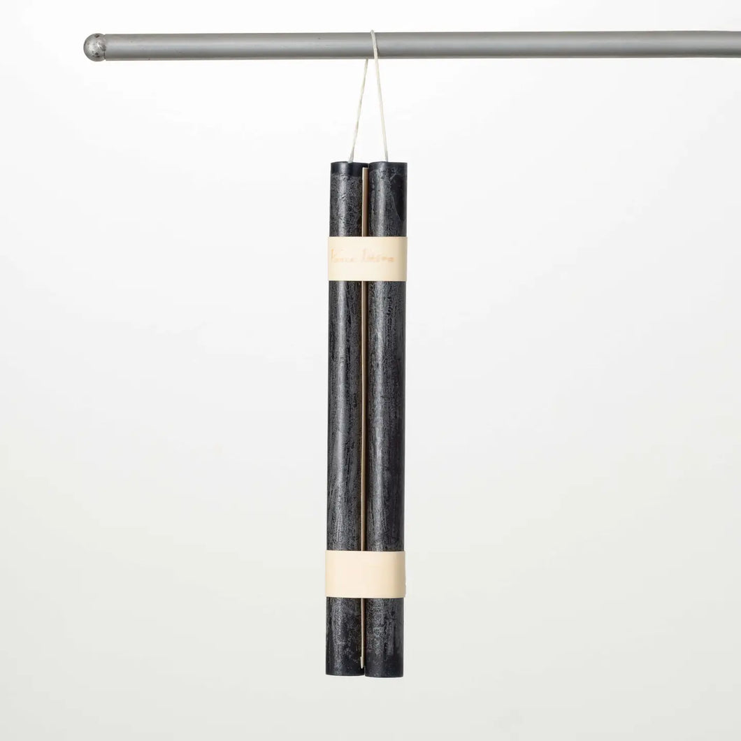 Distressed Black Taper Set of 2