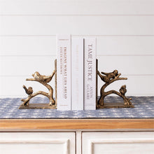 Load image into Gallery viewer, Birds On Branch Gold Bookends
