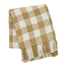 Load image into Gallery viewer, Golden Wheat Woven Check Throw Blanket with Fringe 50x60
