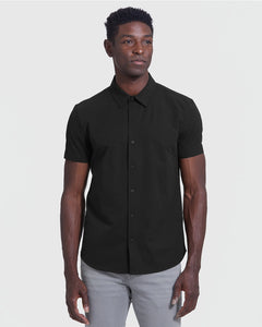 Short Sleeve Button Up Shirt Commuter Black