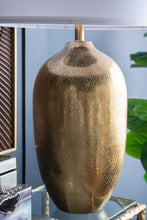 Load image into Gallery viewer, Round Aluminum Sheet Gold Table Lamp with White Fabric Shade [Online Only]
