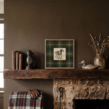 Load image into Gallery viewer, Vintage Standing Coonhound Tartan Study Print Wooden Wall Art 4x4

