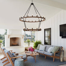 Load image into Gallery viewer, Large Solid Wood Wagon Wheel Chandelier, 2-Tier 32-Lights [Online Only]
