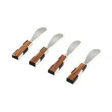 Load image into Gallery viewer, Resin &amp; Acacia Checkered Cheese Spreaders
