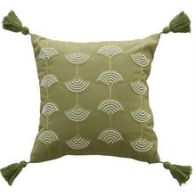 Load image into Gallery viewer, Hand Beaded Embroidery Ginkgo Leaf Throw Pillow Cover with Tassel 18" W x 18" L [Online Only]
