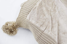 Load image into Gallery viewer, Luxe Faux Fur Cable Knit Reversible Pom Pom Cozy Throw Blanket, 50" x 60" (Taupe) [Online Only]
