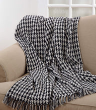 Load image into Gallery viewer, Houndstooth Tassels 100% Cotton Woven Decorative Throw Blanket, 50" x 60" [Online Only]
