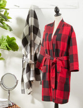 Load image into Gallery viewer, Women's Buffalo Plaid Waffle Weave 100% Cotton Bathrobe [Online Only]
