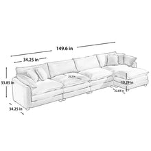 Load image into Gallery viewer, Modern Oversized Modular Cushion Sofa With Ottoman [Online Only]
