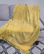 Load image into Gallery viewer, Chenille Woven Striped Tassel Throw Blanket 50" W x 60" L [Online Only]
