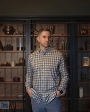 Load image into Gallery viewer, Olive Grey Gingham No Tuck Long-Sleeve Shirt

