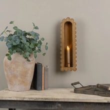 Load image into Gallery viewer, Gold Scalloped Taper Candle Wall Sconce
