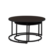 Load image into Gallery viewer, Modern Faux Leather Nesting Round Coffee Table Set - Dark Brown [Online Only]
