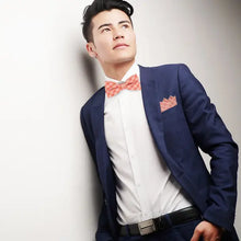 Load image into Gallery viewer, Plaid Cotton Bow Tie &amp; Pocket Square-Pink, Red, &amp; White
