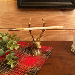 Antiqued Brass Stag Pen Holder/Paperweight