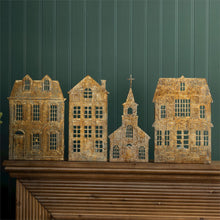 Load image into Gallery viewer, Antiqued House Silhouette Tea Light Holder
