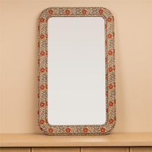 Load image into Gallery viewer, Floral Textile Framed Mirror
