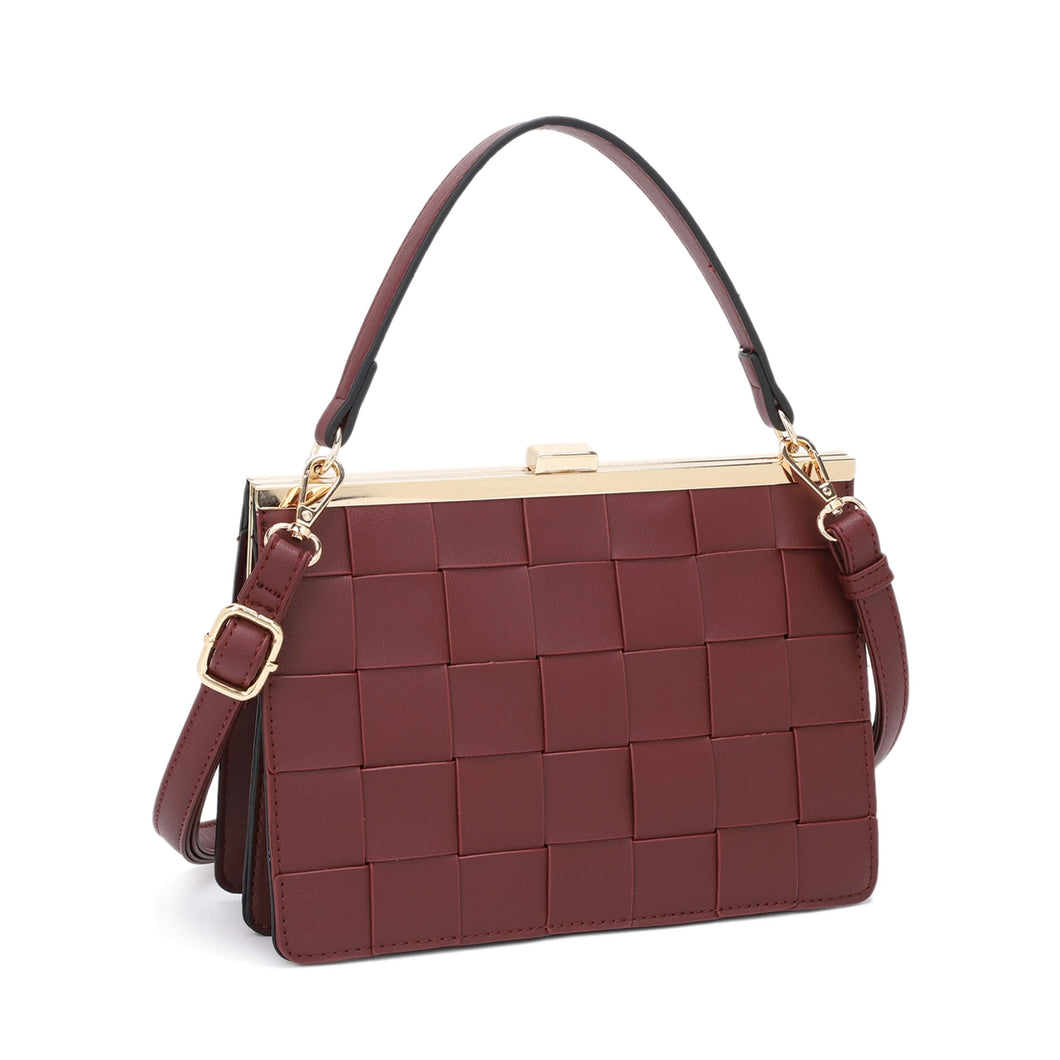 Regina Double Compartment Woven Frame Crossbody Bag
