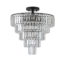 Load image into Gallery viewer, 20' Black Crystal Chandelier Ceiling Light, Modern Luxury 10-Light Flush Mount [Online Only]
